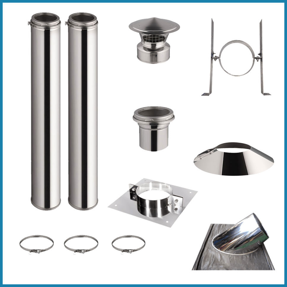 Isolante termico 100 cm - Ø 130-150-180-200 mm - Isolante termico -  Elementi singoli doppia parete inox