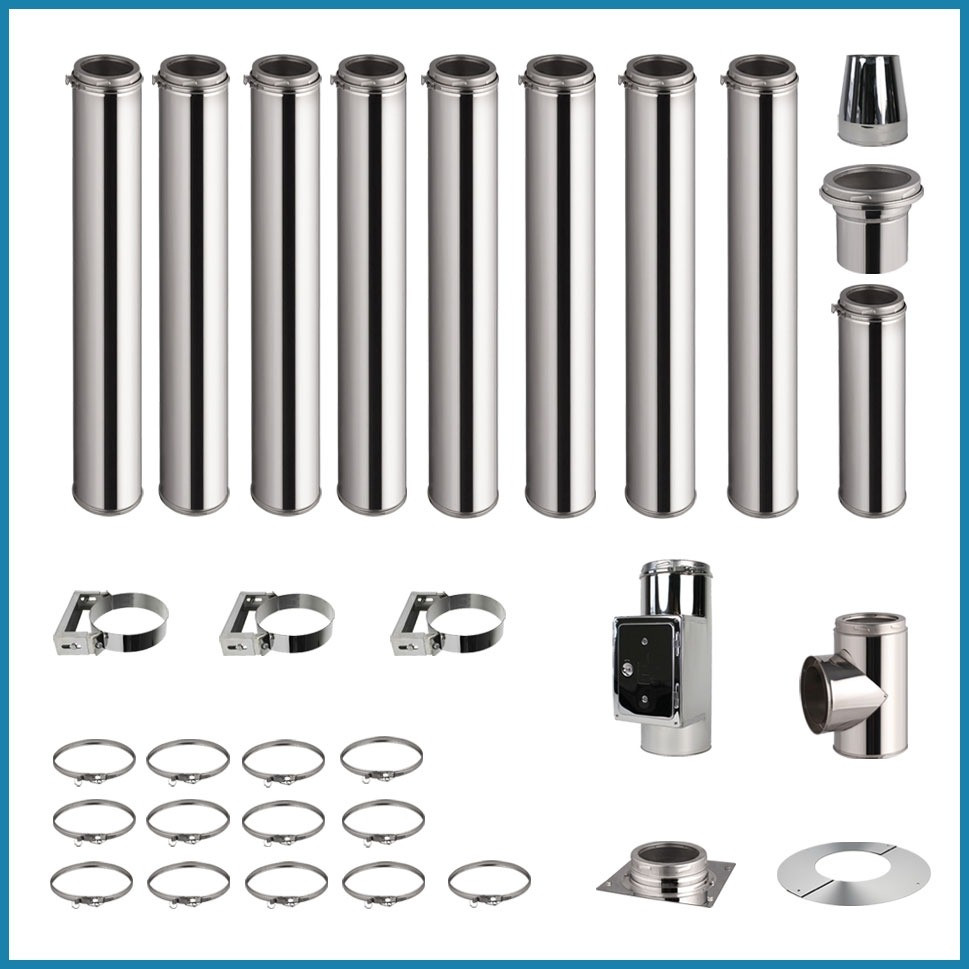 9,7m Canna fumaria esterna INOX Doppia Parete kit