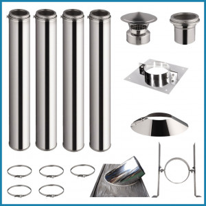 4m Canna fumaria interna INOX Doppia Parete kit - Ø 130-150-180-200MM - Pb